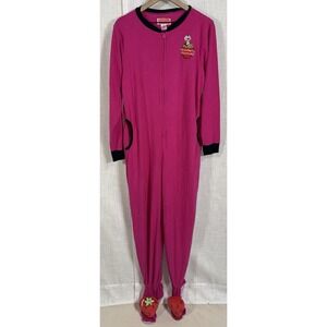 Vintage style Y2K Strawberry Shortcake Women's M One Piece Fleece Footie Pajamas